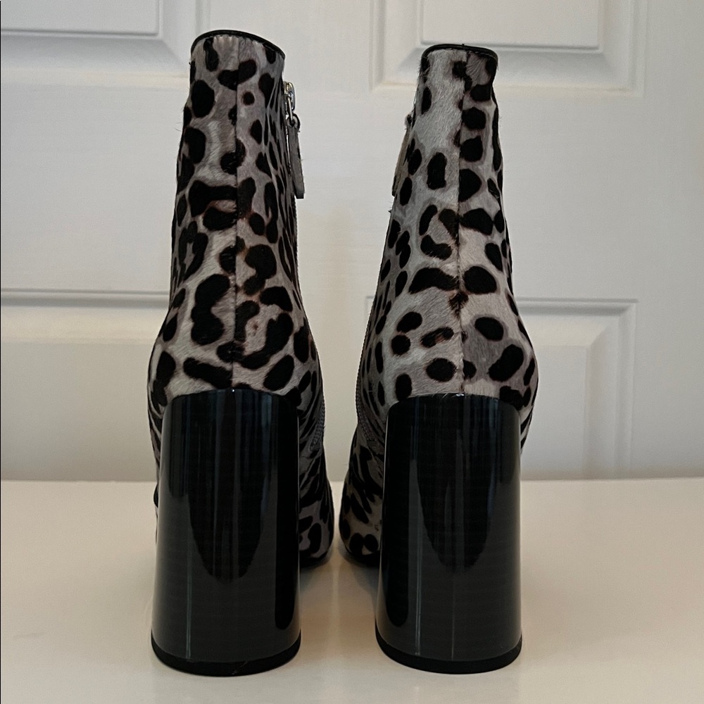 Nine West Jilene Black/Grey Leopard Print Boots Size 10 - Picture 6 of 9
